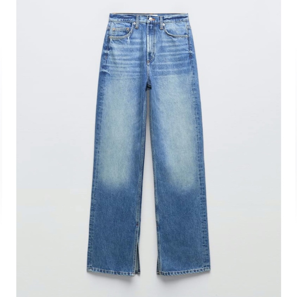 Zara High Rise Full Length Straight Leg Jeans NWT